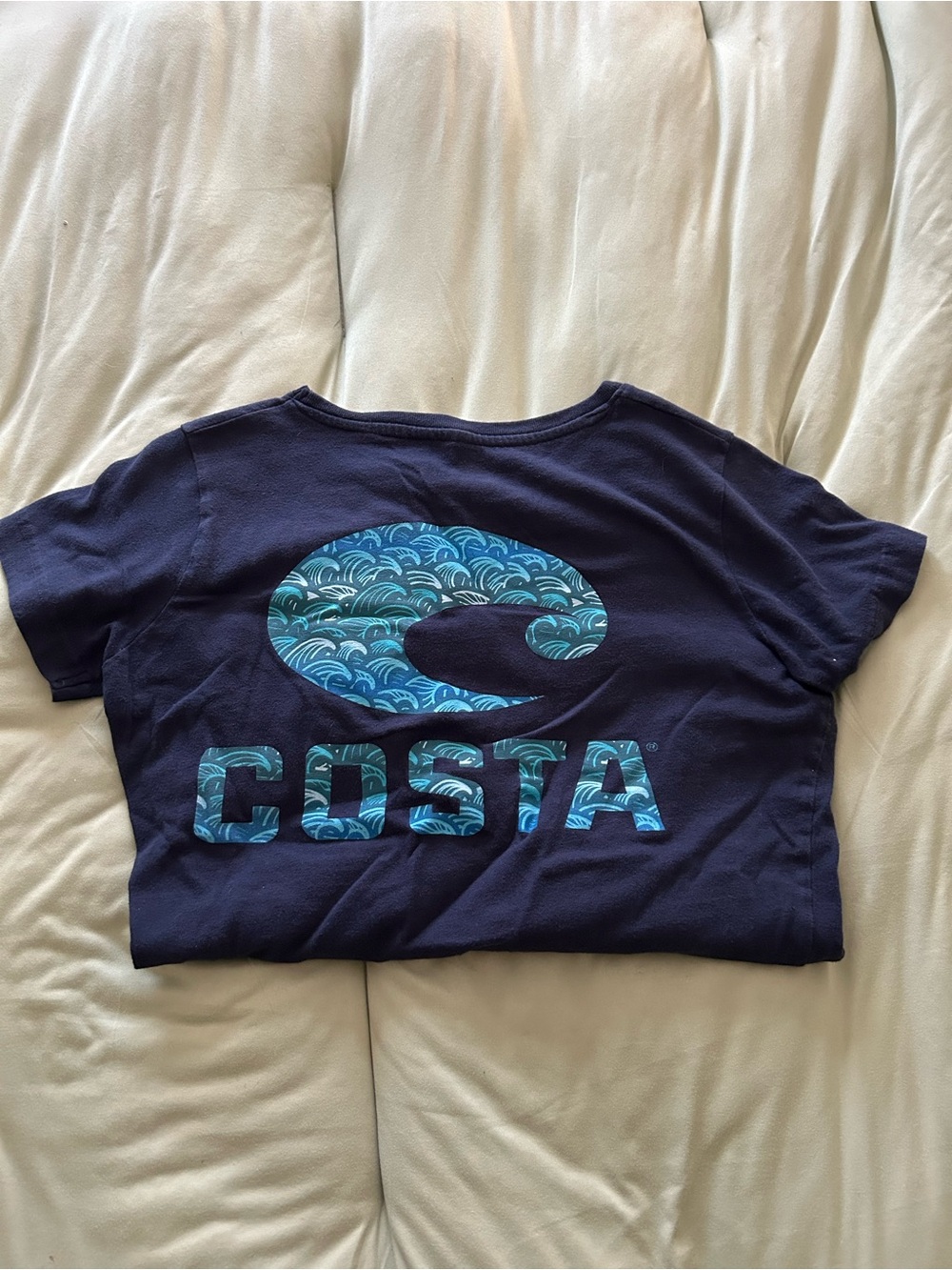 Costa Navy Tee with Turquoise Wave Logo